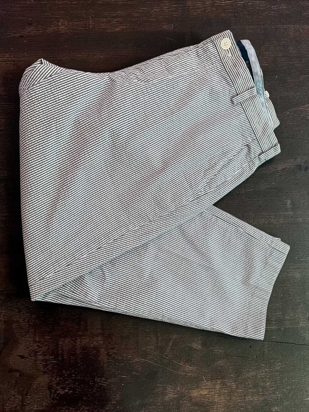Brooks Brothers Seersucker Pants Mens 36x30 Blue White Stripe Cotton Clark Fit